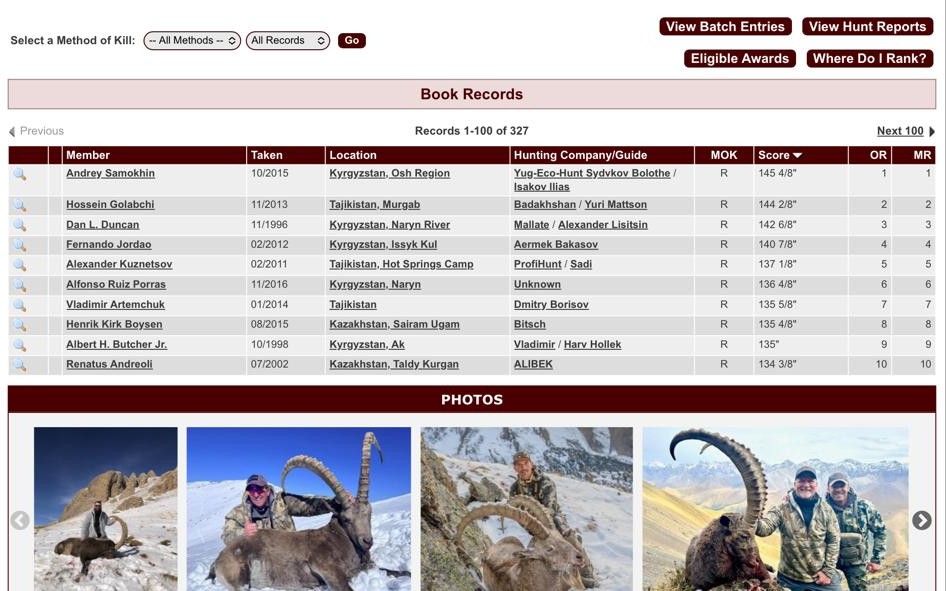 Additional proof of hunting record